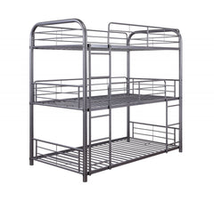 42" X 79" X 74" Gunmetal Metal Triple Bunk Bed - Twin