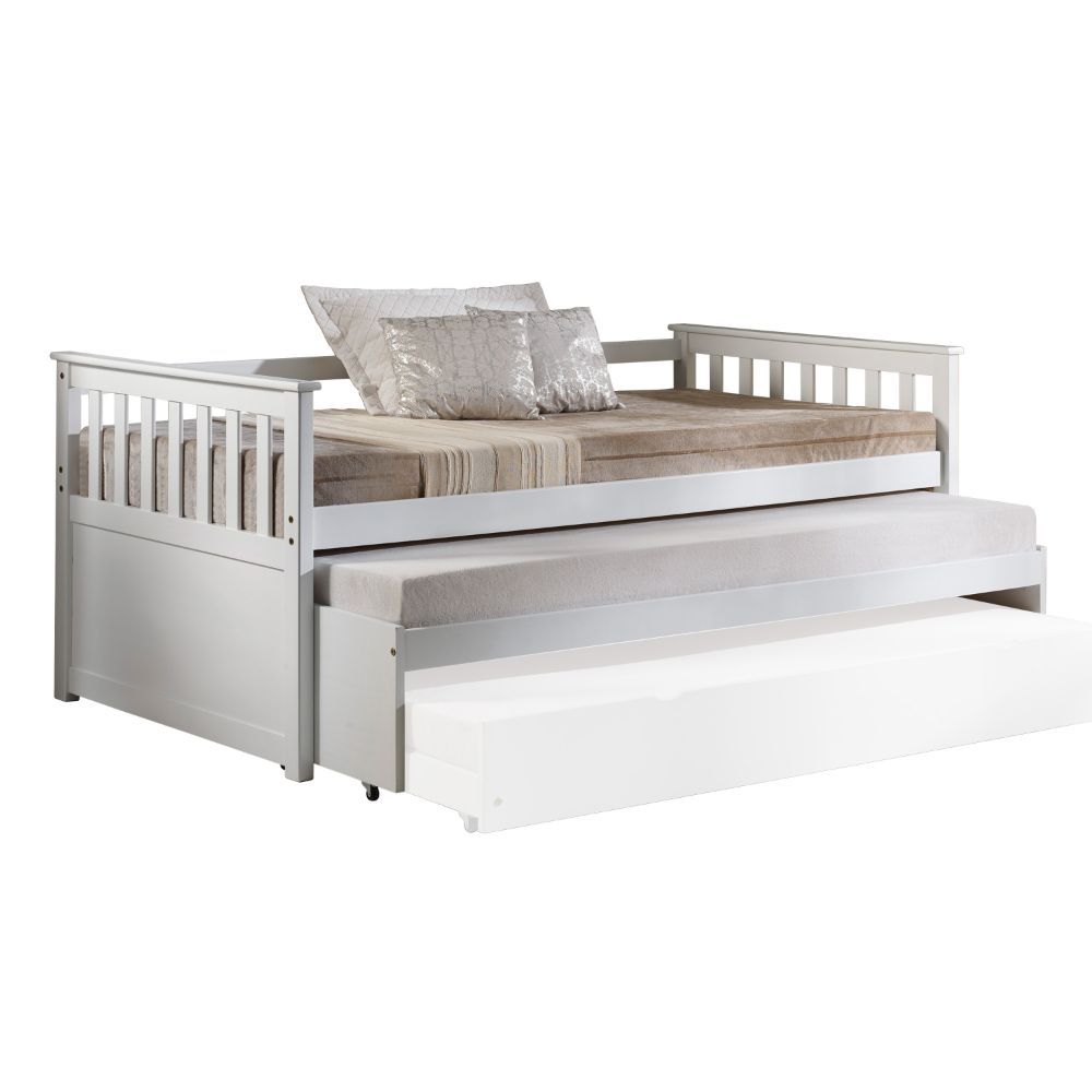 43" X 80" X 32" White Wood Daybed Pull-Out Bed