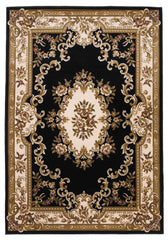7' X 10' Polypropylene Blackor Ivory Area Rug