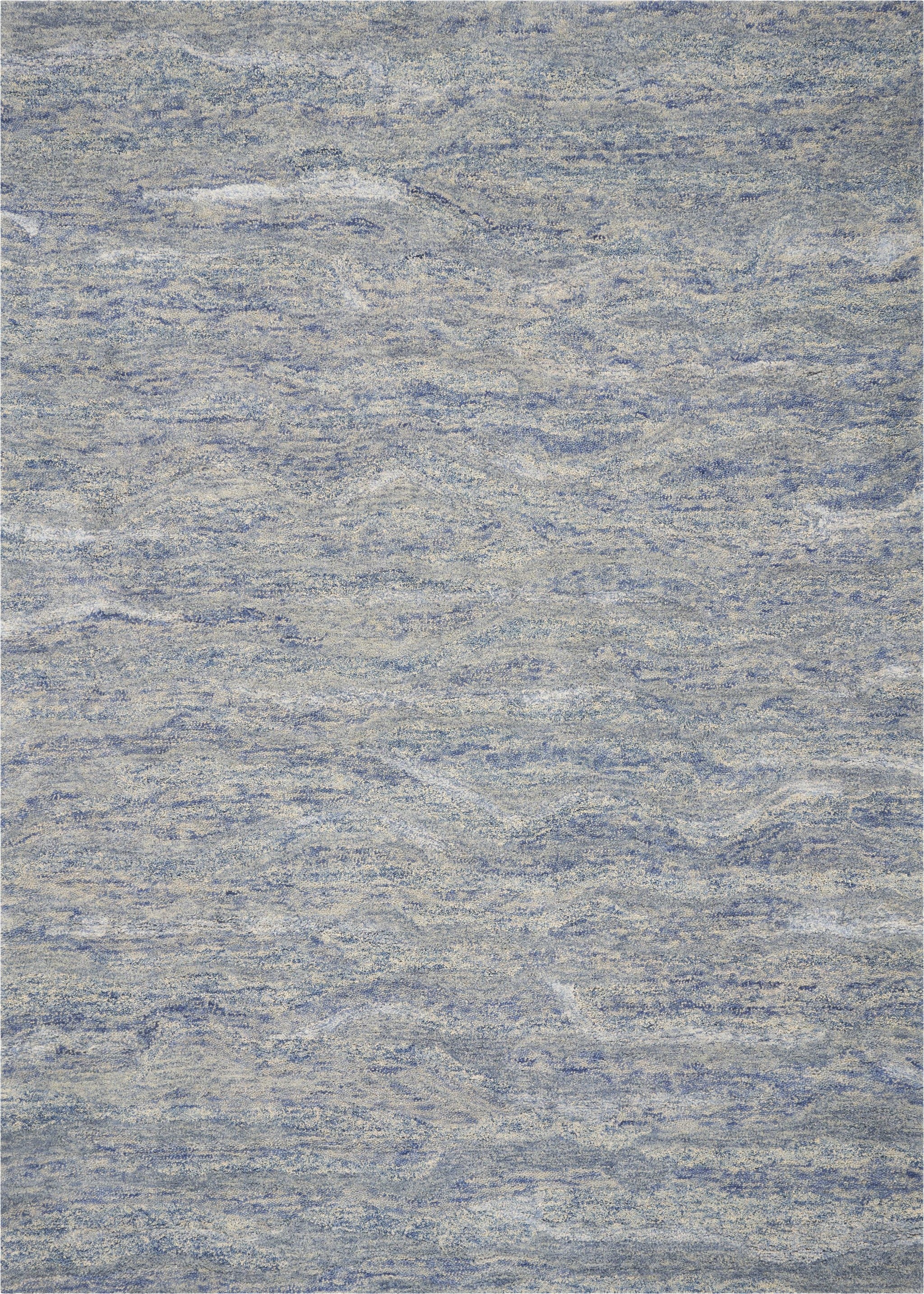7 X 9 Wool And Viscose Ocean Blue Area Rug