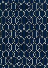 8'X11' Navy Blue Hand Hooked Uv Treated Trellis Indoor Outdoor Area Rug