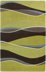 8'X11' Lime Mocha Hand Tufted Abstract Waves Indoor Area Rug