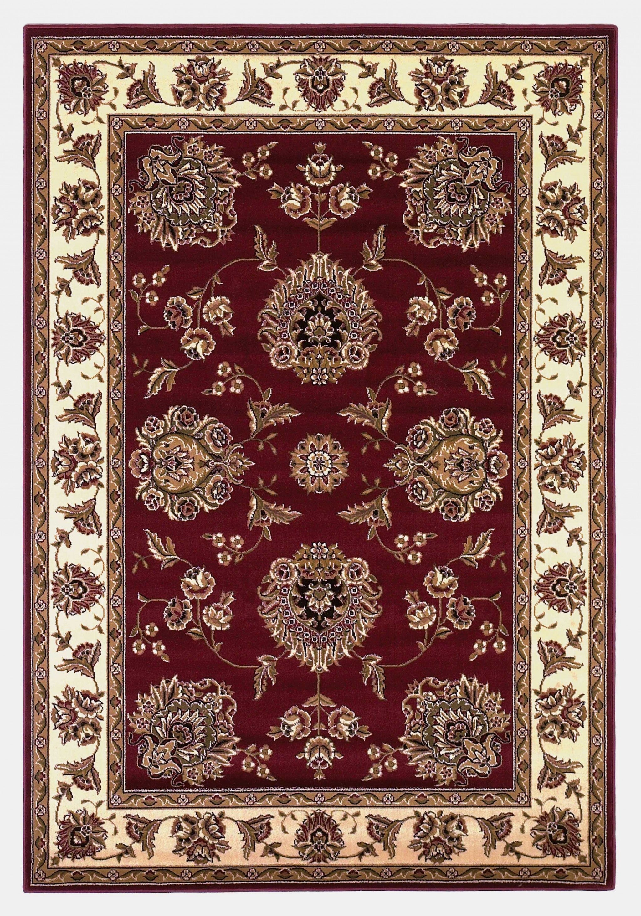 10'X13' Red Ivory Machine Woven Floral Traditional Indoor Area Rug