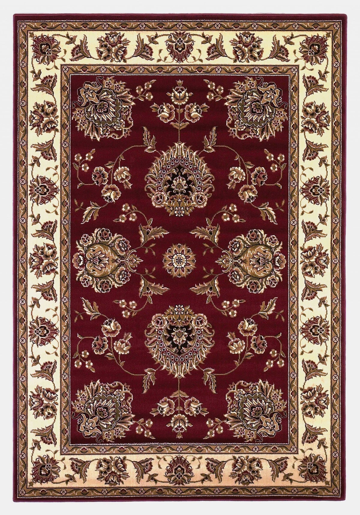 10'X13' Red Ivory Machine Woven Floral Traditional Indoor Area Rug