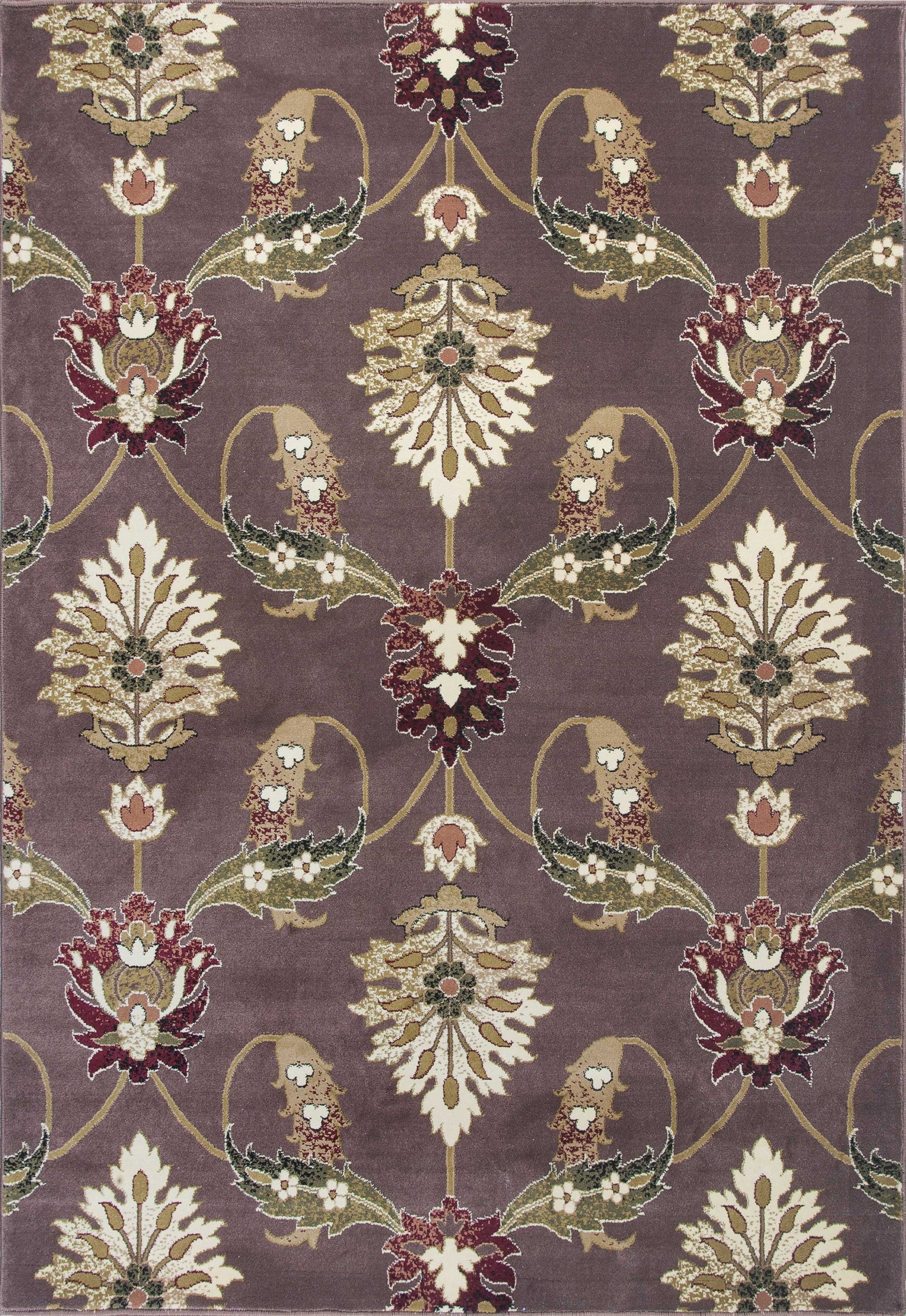 10'X13' Plum Machine Woven Floral Traditional Indoor Area Rug