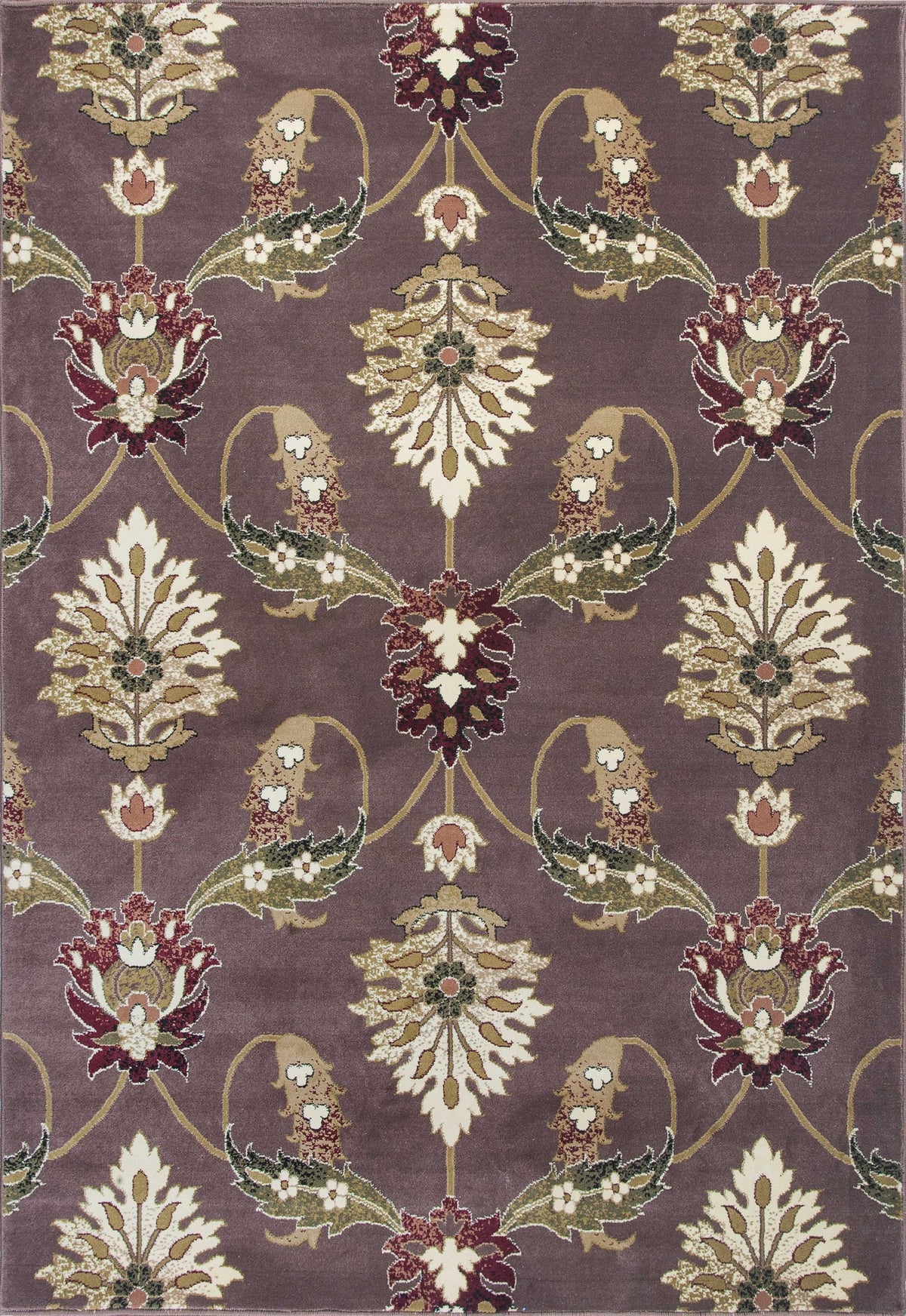 10'X13' Plum Machine Woven Floral Traditional Indoor Area Rug