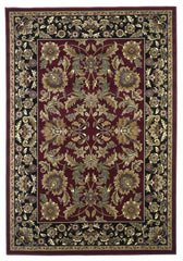 10'X13' Red Black Machine Woven Floral Traditional Indoor Area Rug