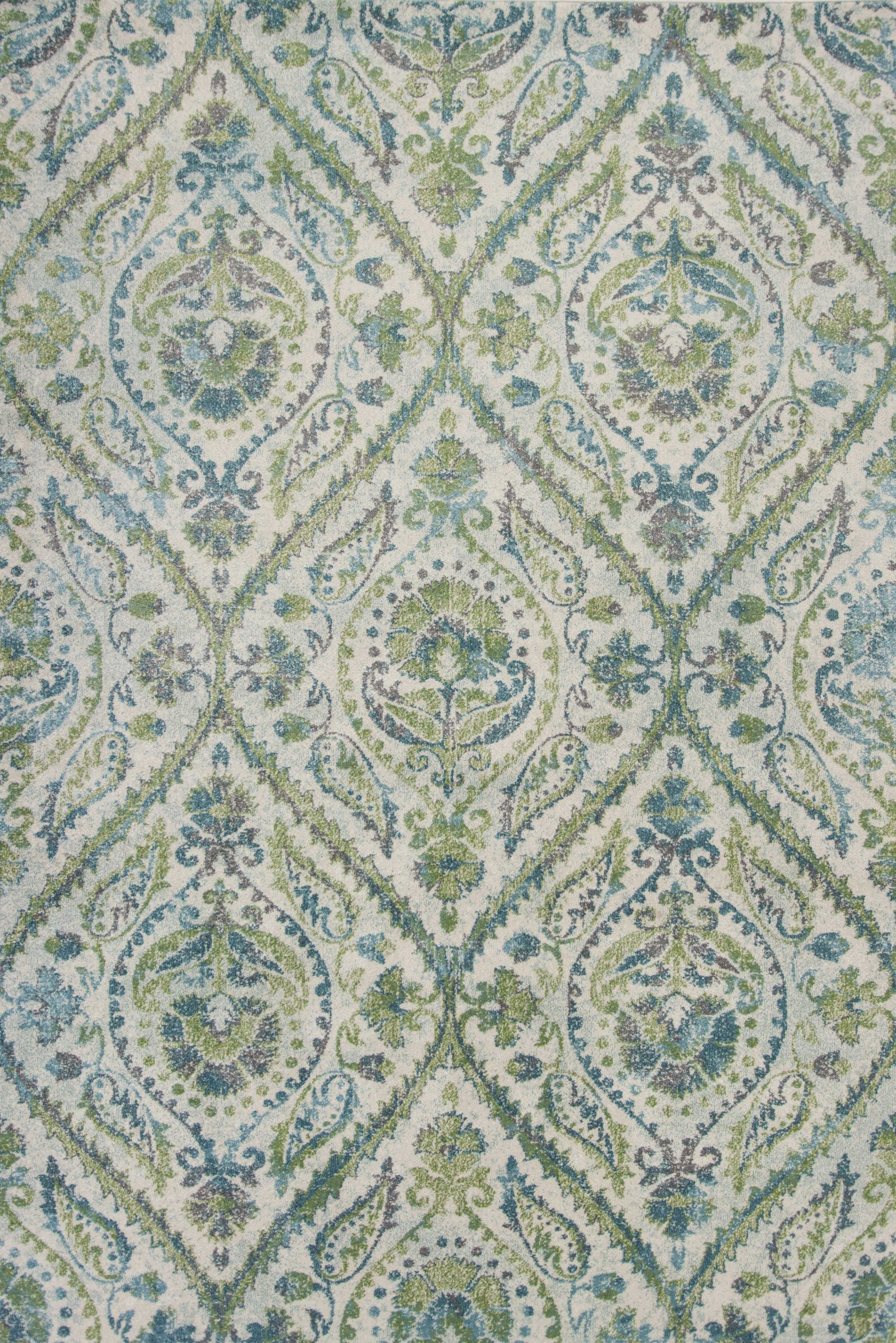 9' X 13' Polypropylene Ivory Or Teal Area Rug