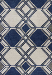 7' X 11' Ivory Or Denim Geometric Hexagon Uv Treated Indoor Area Rug