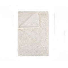 Off White Woven Acrylic Patchwork Plush Throw