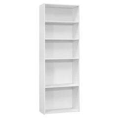 71" White Adjustable Five Tier Standard Bookcase