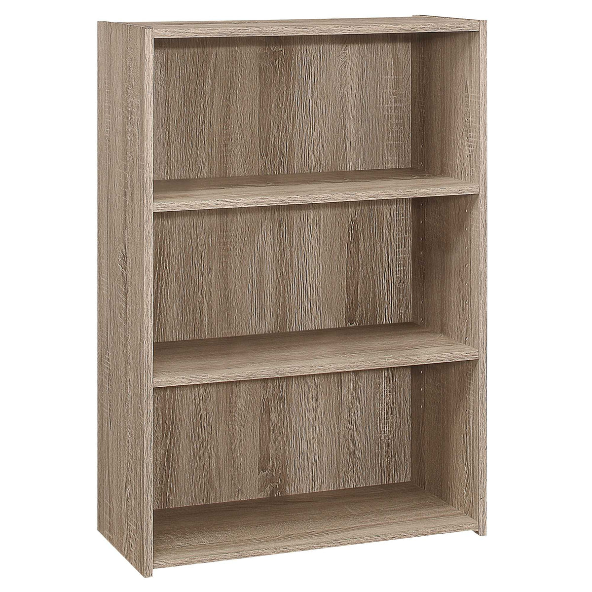 36" Taupe Adjustable Three Tier Standard Bookcase