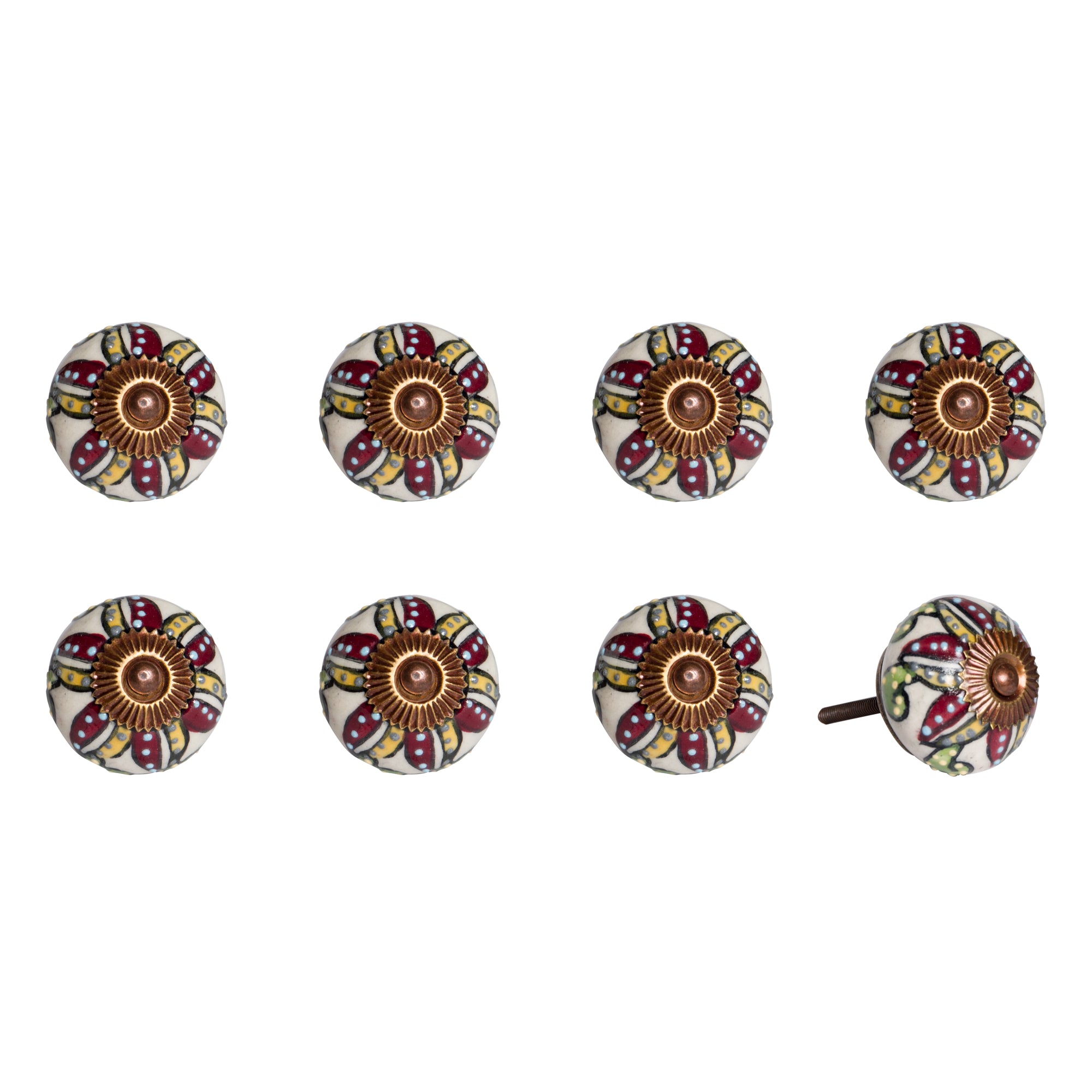 1.5" X 1.5" X 1.5" Ceramic Metal Multicolor 8 Pack Knob