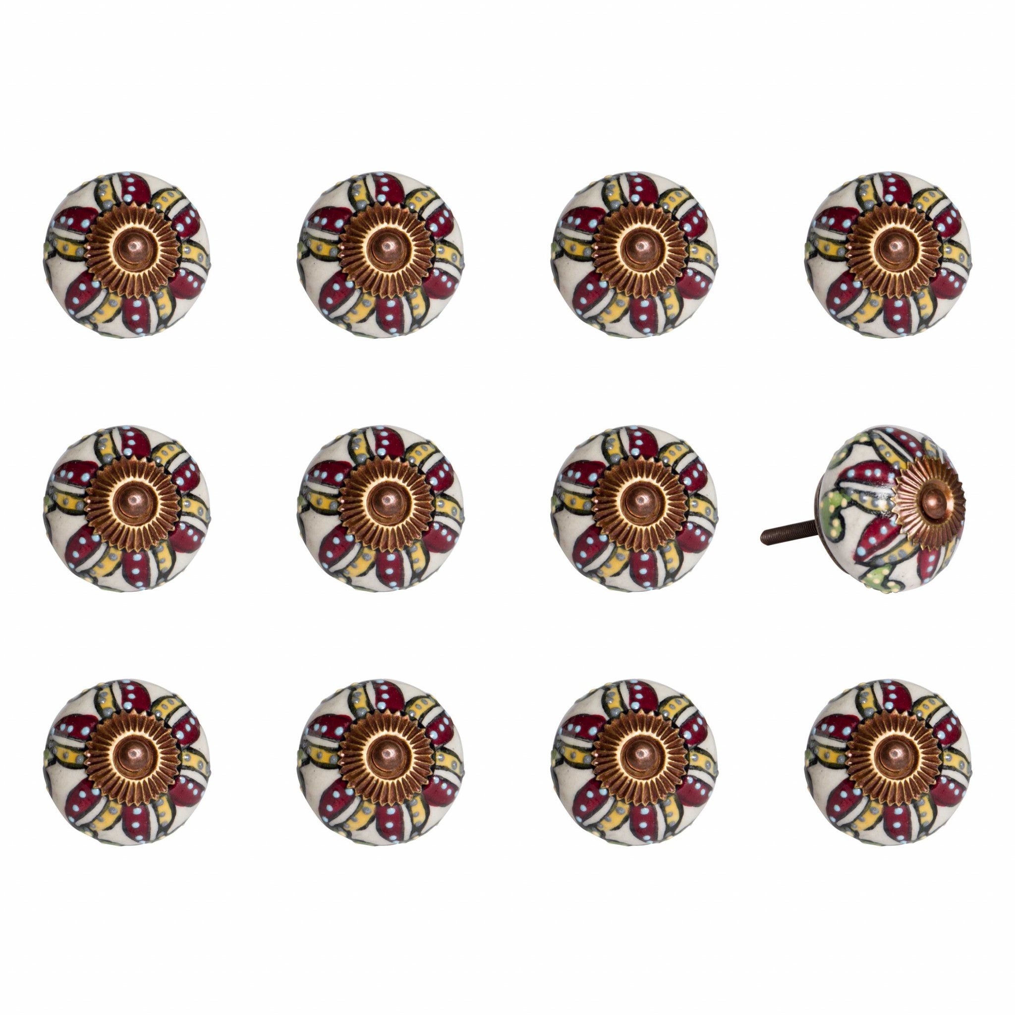 1.5" X 1.5" X 1.5" Ceramic Metal Multicolor 12 Pack Knob