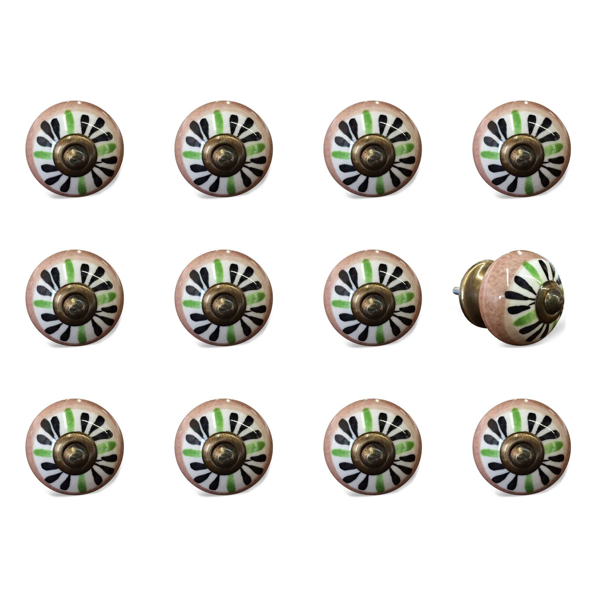 1.5" X 1.5" X 1.5" Ceramic Metal Multicolor 12 Pack Knob