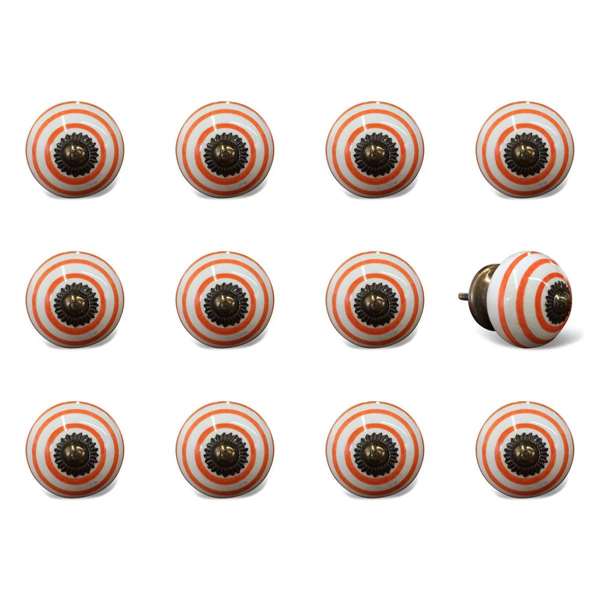 1.5" X 1.5" X 1.5" Ceramic Metal Multicolor 12 Pack Knob