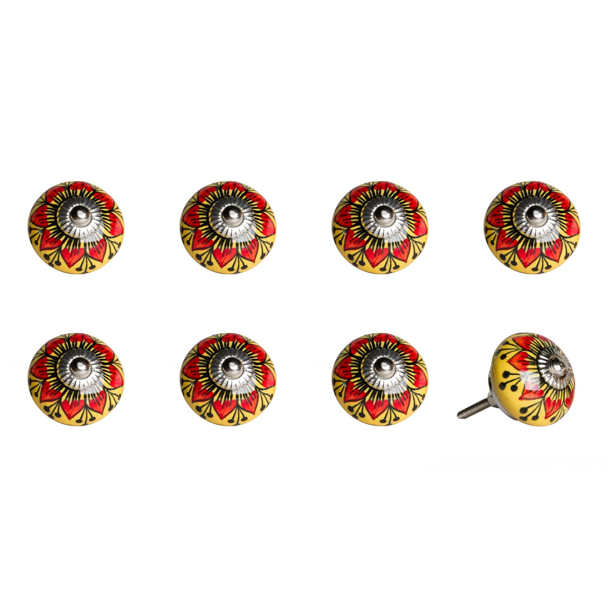 1.5" X 1.5" X 1.5" Ceramic Metal Multicolor 8 Pack Knob