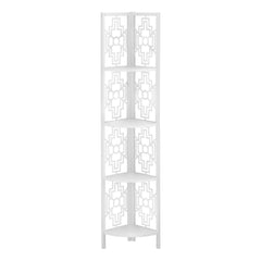 62" White Metal Four Tier Corner Bookcase