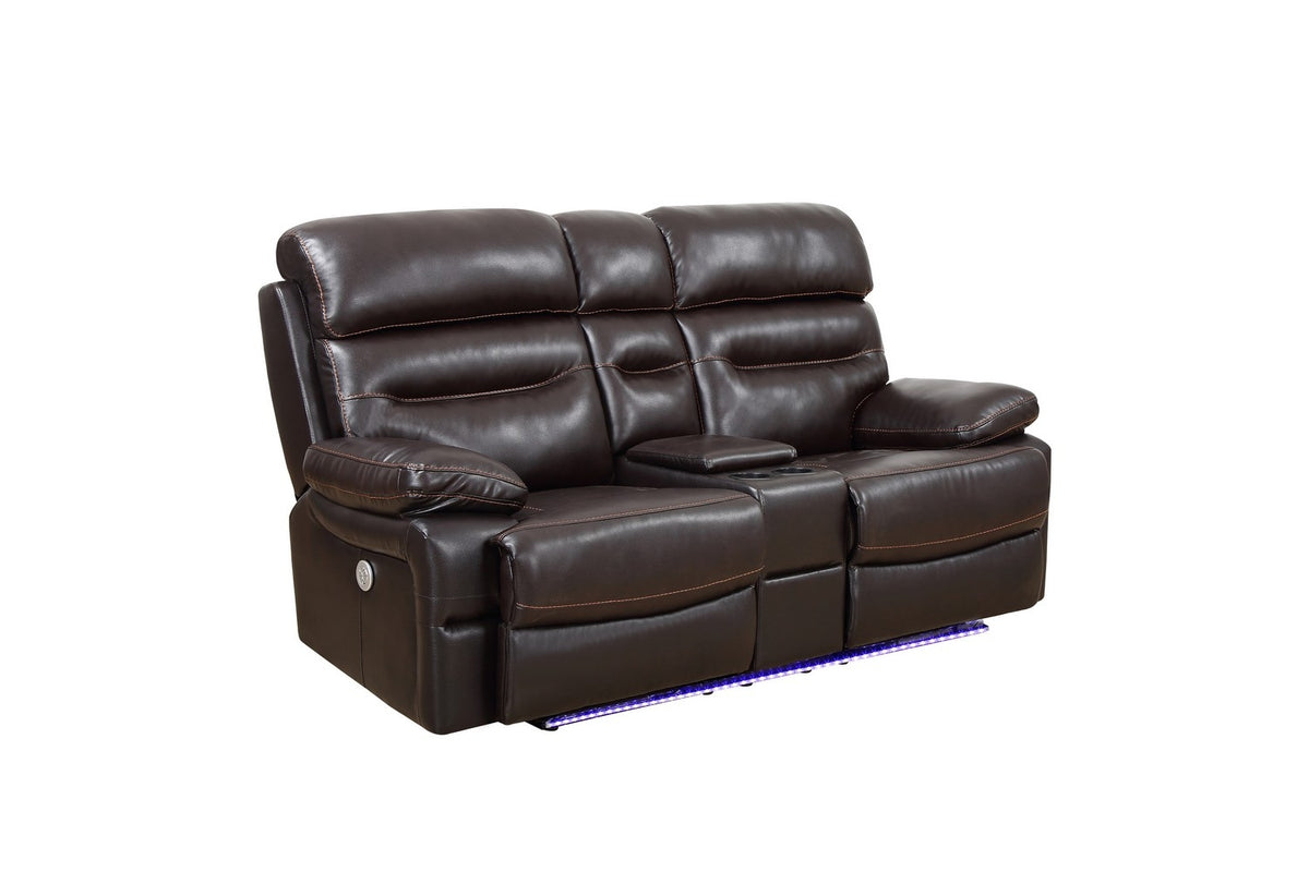 78" X 40" X 41" Brown Power Reclining Console Loveseat