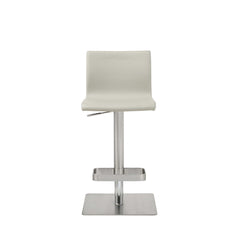32" Light Gray And Silver Stainless Steel Counter Height Bar Chair With Footrest
