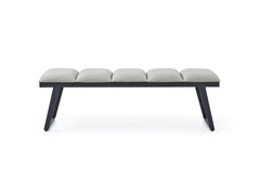 57" Pale Grey Faux Leather and Black Bench