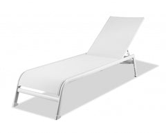 Set Of Two White And Silver Chaise Lounge