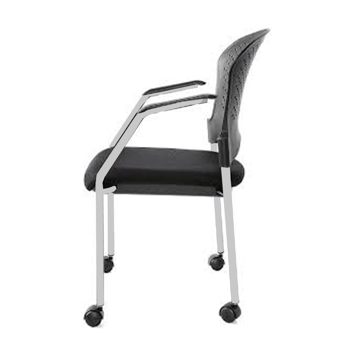 Set Of Two Black Fabric Seat Swivel Adjustable Task Chair Plastic Back Plastic Frame