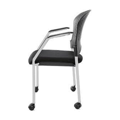 Set Of Two Black Fabric Seat Swivel Adjustable Task Chair Plastic Back Plastic Frame