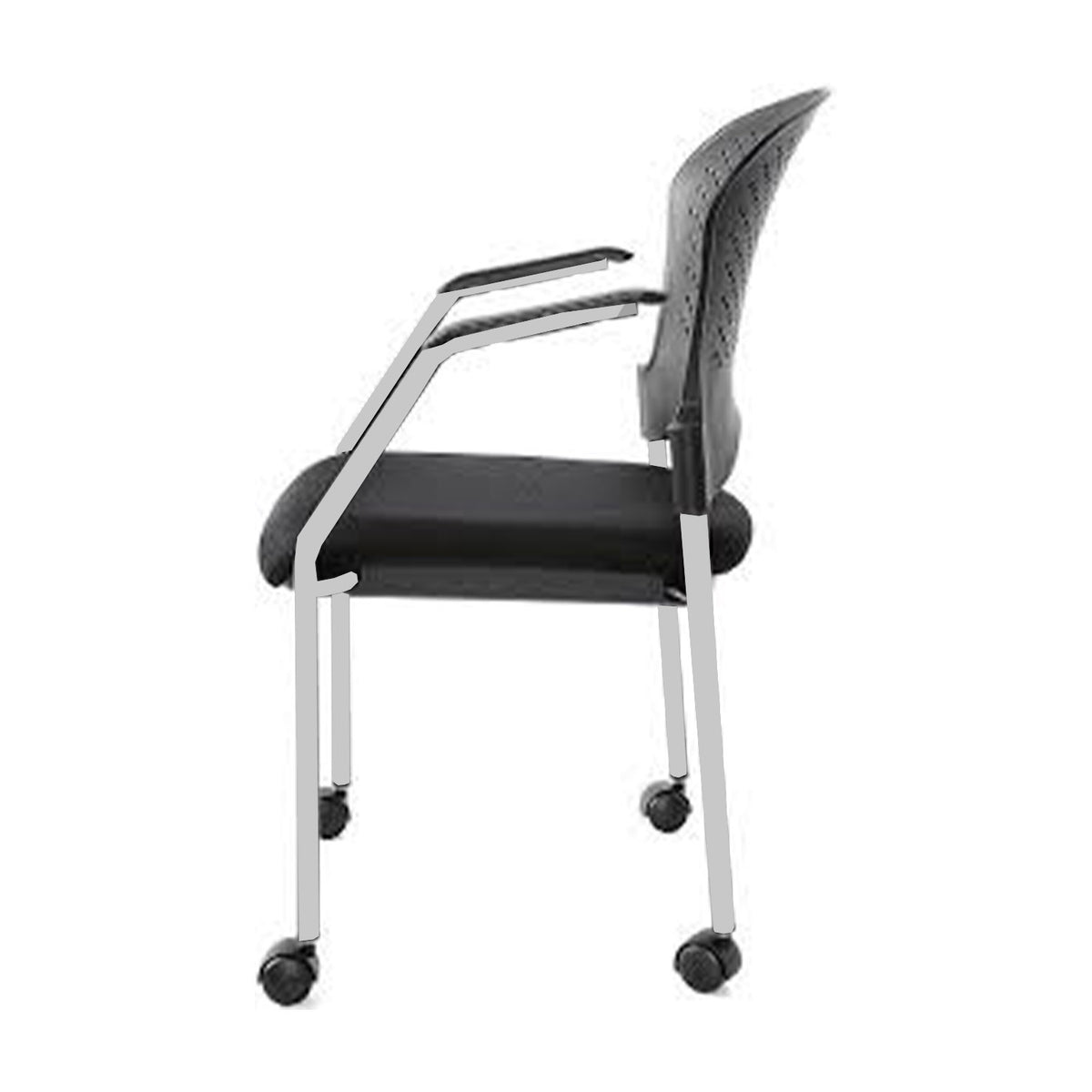 Set Of Two Black Fabric Seat Swivel Adjustable Task Chair Plastic Back Plastic Frame
