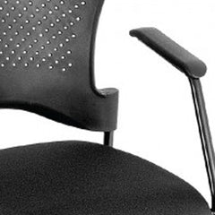 Set Of Two Black Fabric Seat Swivel Adjustable Task Chair Plastic Back Plastic Frame