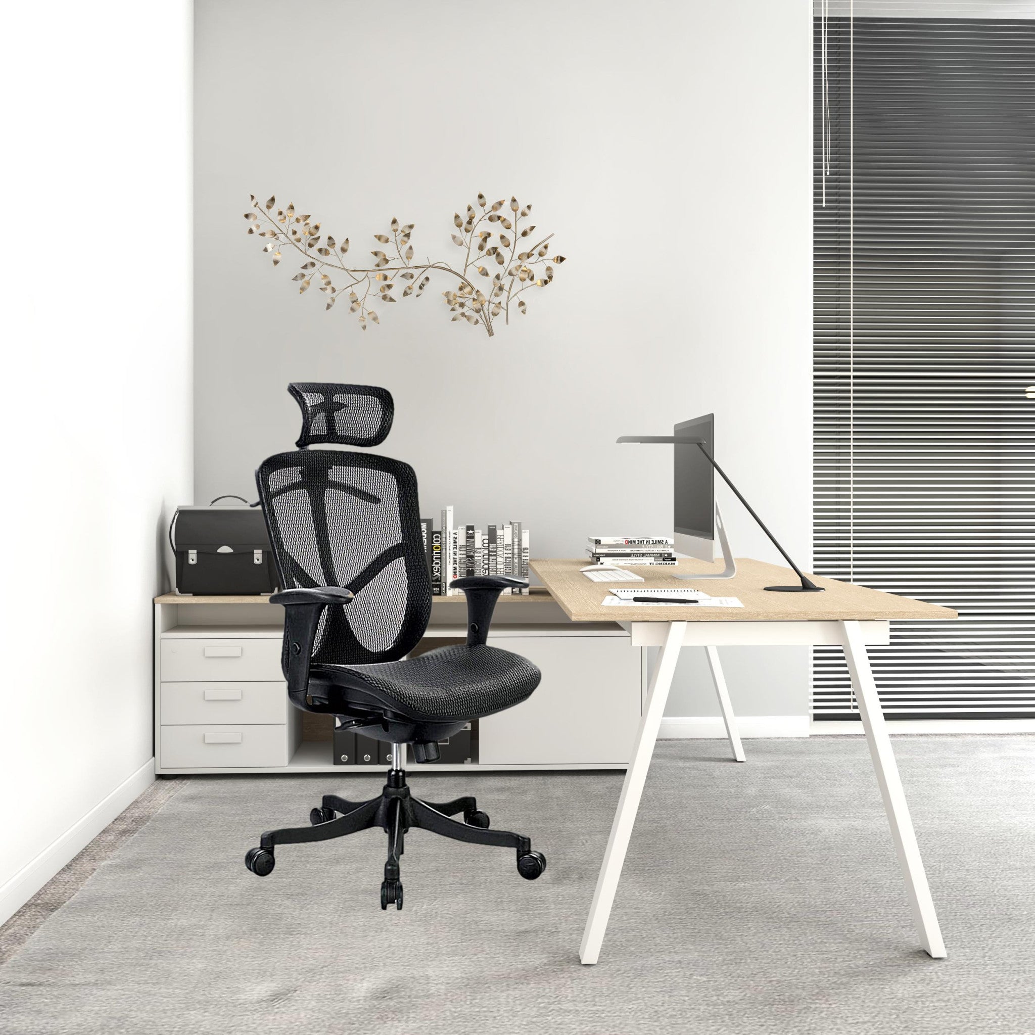 Black Mesh Seat Swivel Adjustable Executive Chair Mesh Back Plastic Frame