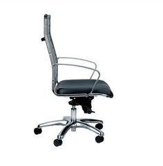 Black Faux Leather Tufted Seat Swivel Adjustable Task Chair Leather Back Steel Frame