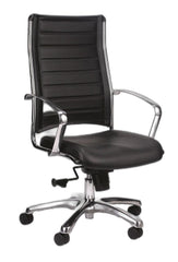 Black Faux Leather Tufted Seat Swivel Adjustable Task Chair Leather Back Steel Frame