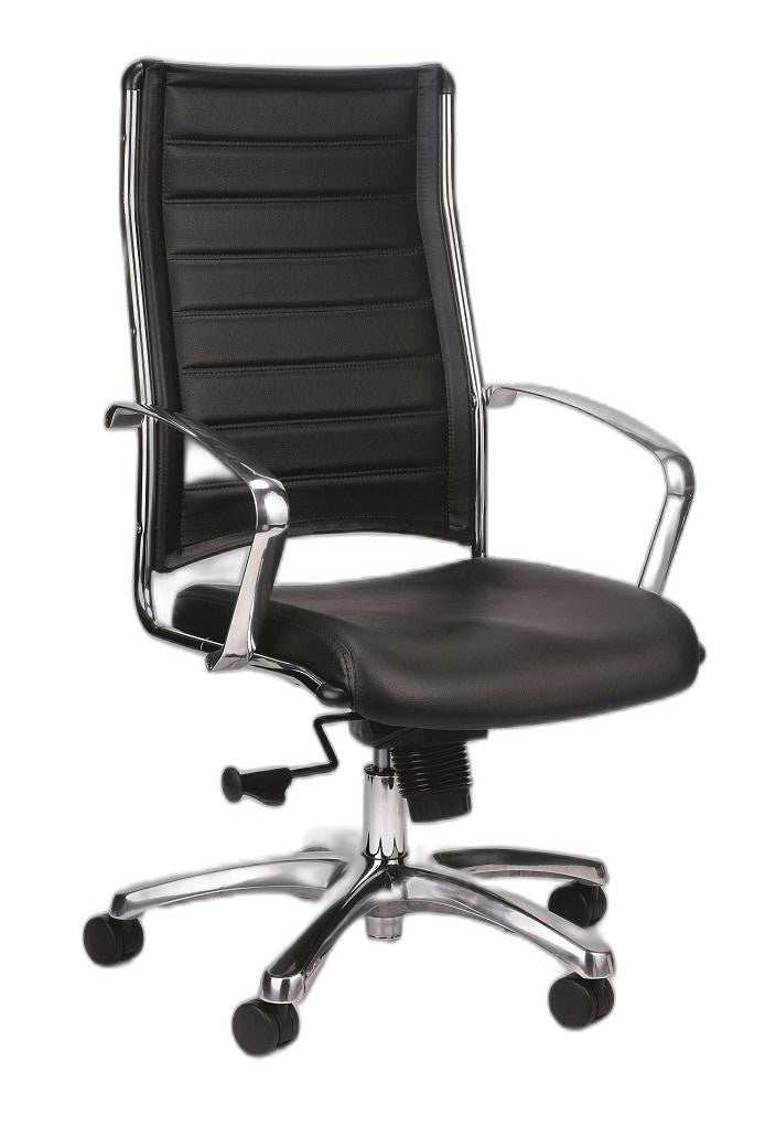 Black Faux Leather Tufted Seat Swivel Adjustable Task Chair Leather Back Steel Frame
