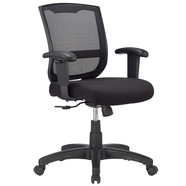 Black Fabric Seat Swivel Adjustable Task Chair Mesh Back Plastic Frame