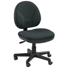 Ebony Fabric Seat Swivel Adjustable Task Chair Fabric Back Plastic Frame