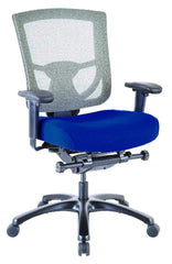 Blue Fabric Seat Swivel Adjustable Task Chair Mesh Back Plastic Frame