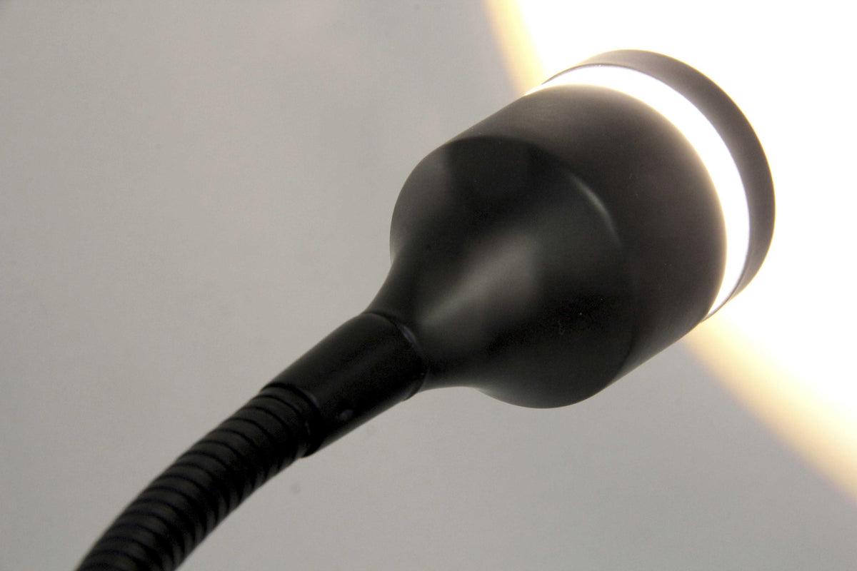 15" Black Metal Adjustable Clip On Led Table Lamp