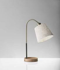 21" Natural Brown Metal Desk Table Lamp With White Shade
