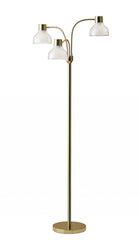 69" Gold Three Light Tree Floor Lamp With Clear Bowl Shade