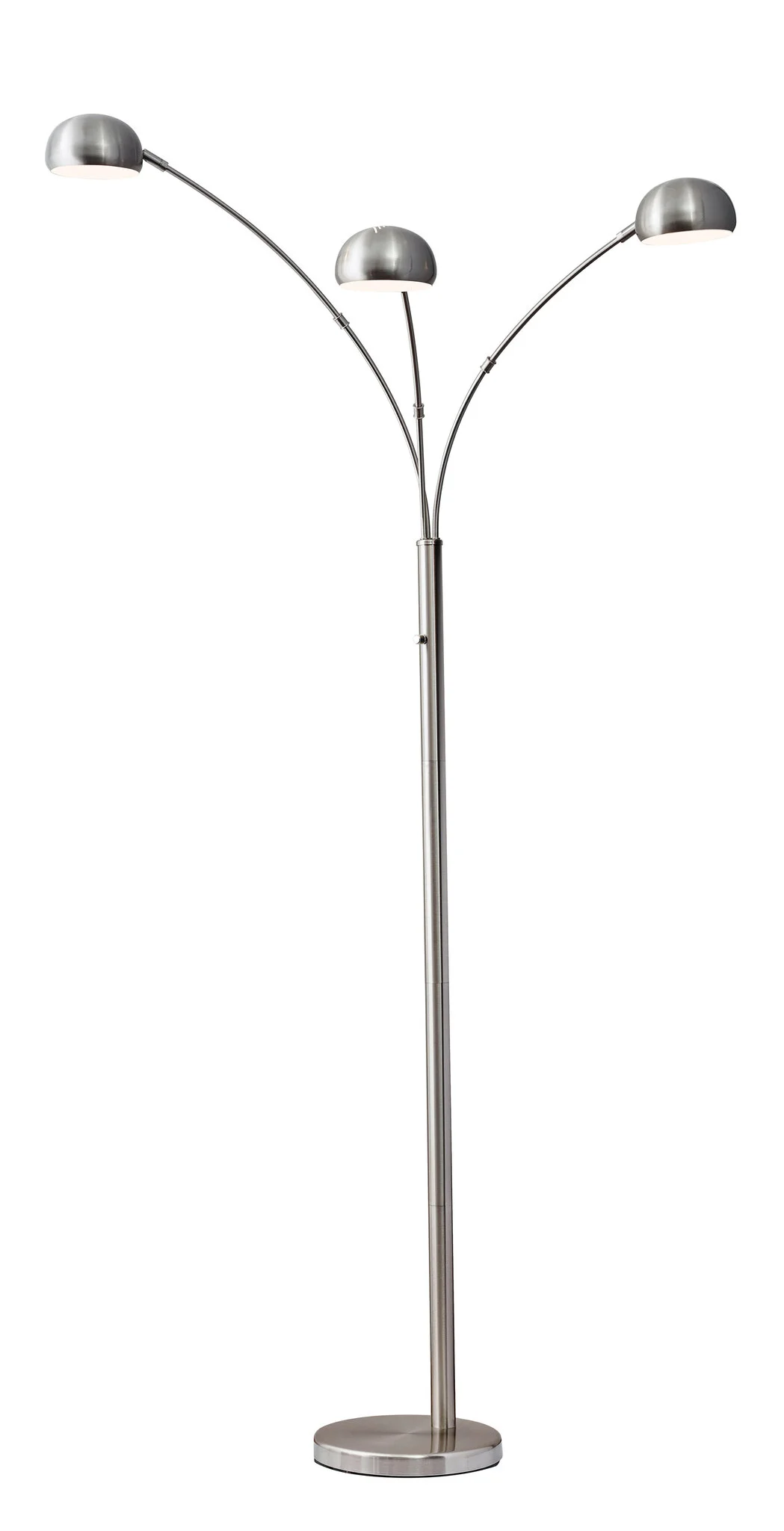 84" Steel Three Light Tree Floor Lamp With Silver Solid Color Bell Shade