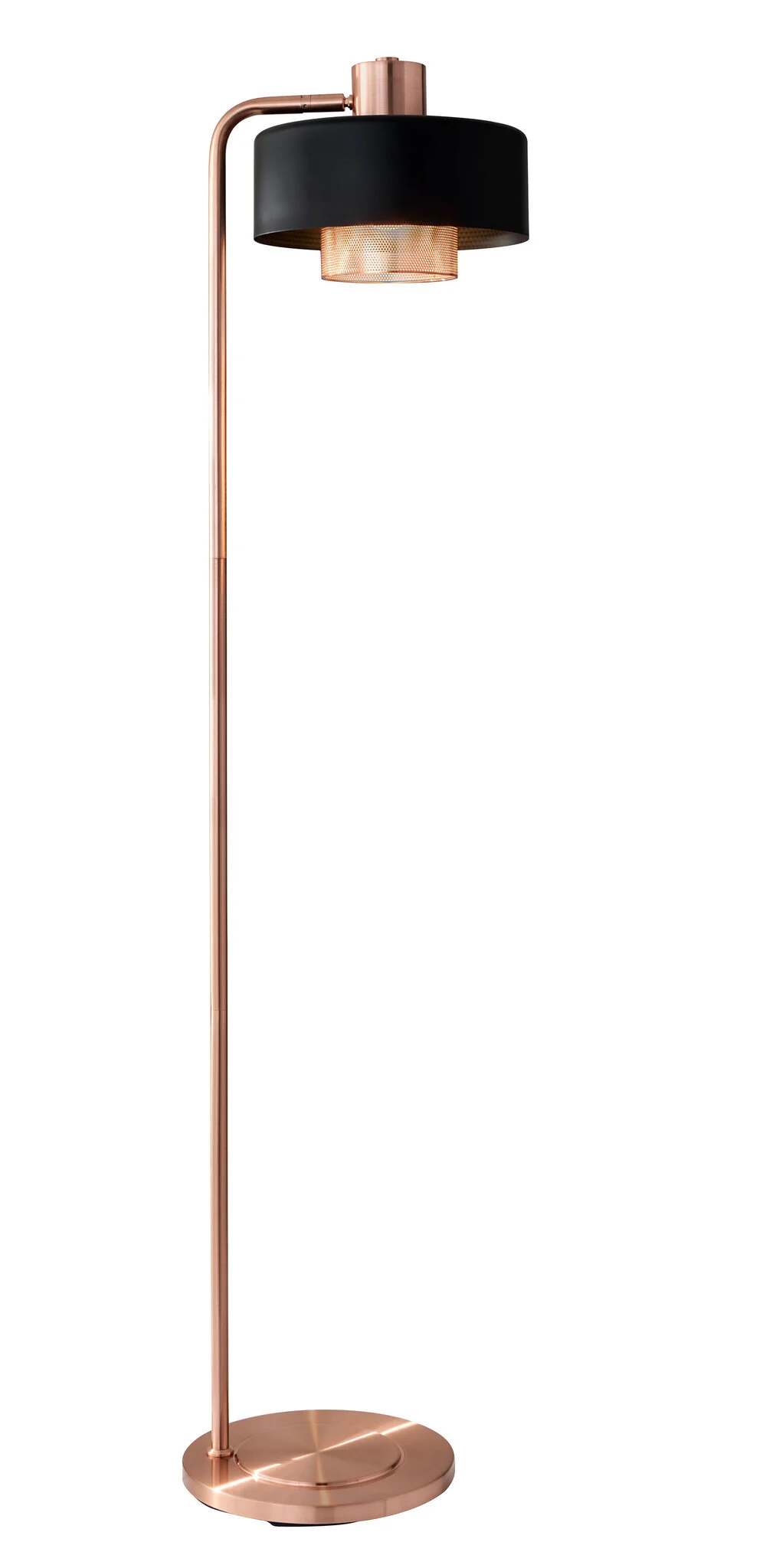 60" Copper Task Floor Lamp With Black Drum Shade