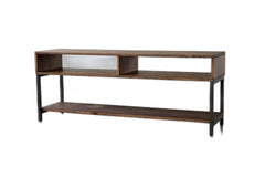 60" Brown Wood Open Shelving TV Stand