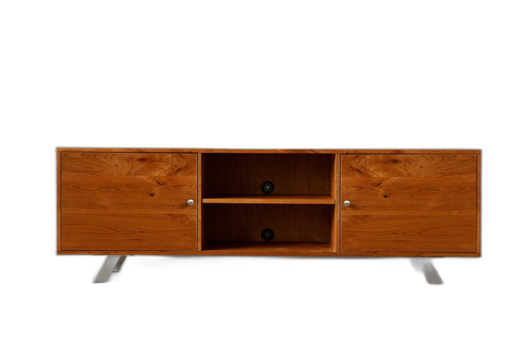 72" Brown Wood Cabinet Enclosed Storage TV Stand