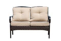 48" Beige Polyester Blend And Black Standard Sofa