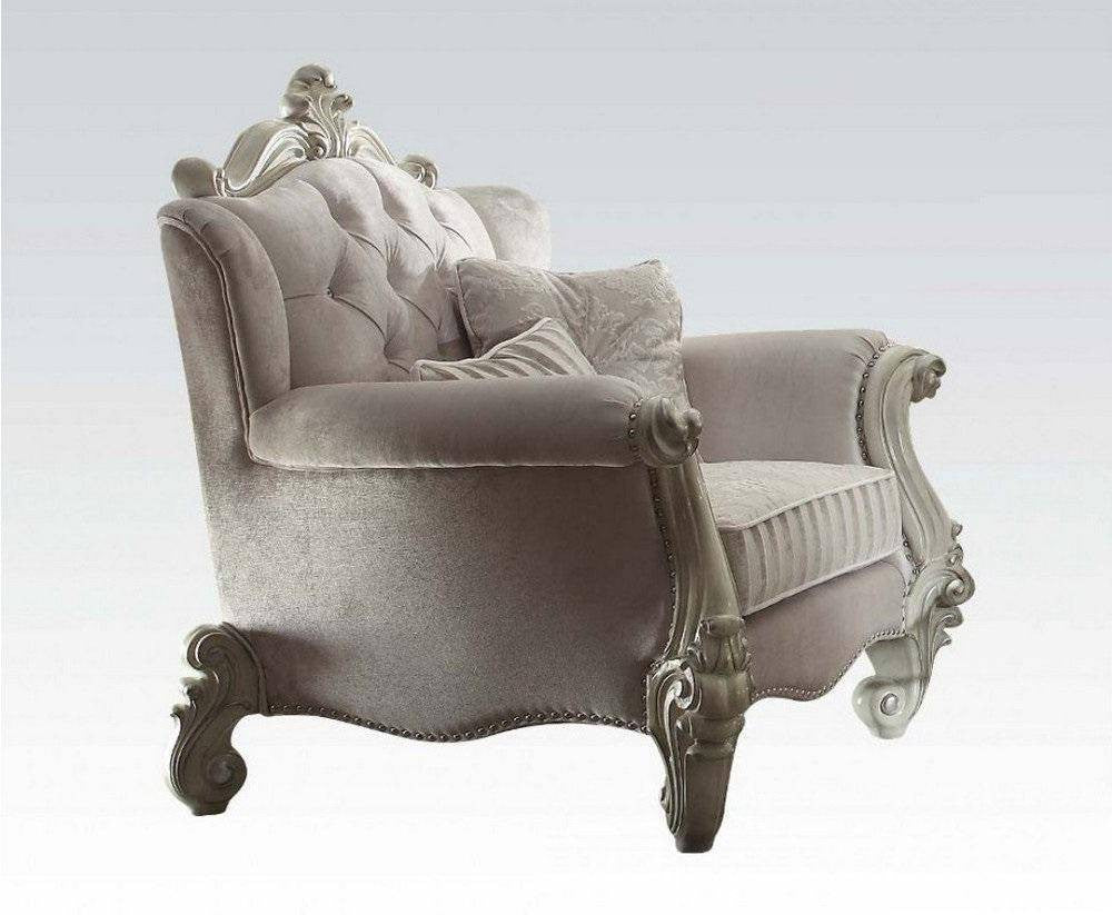44" X 41" X 46" Ivory Wood Chair 2 Pillows