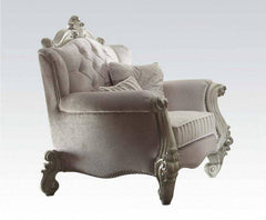 44" X 41" X 46" Ivory Wood Chair 2 Pillows