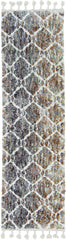 5' X 8' Grey Or Sand Geometric Abstract Diamonds Indoor Area Rug With Fringe