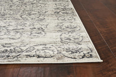 10'X13' Ivory Grey Machine Woven Distressed Floral Traditional Indoor Area Rug