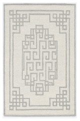 5'X7' Ivory Grey Hand Tufted Bordered Greek Key Indoor Area Rug